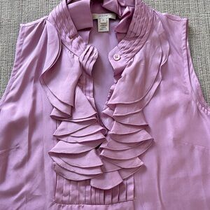 J. Crew Women's Silk Frances Cami Ruffle Sleeveless Top Lavender Pink Sz 0